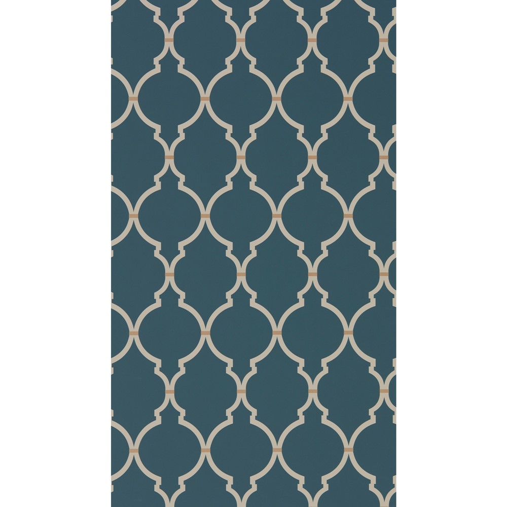 Empire Trellis Wallpaper 216338 by Sanderson in Indigo Linen